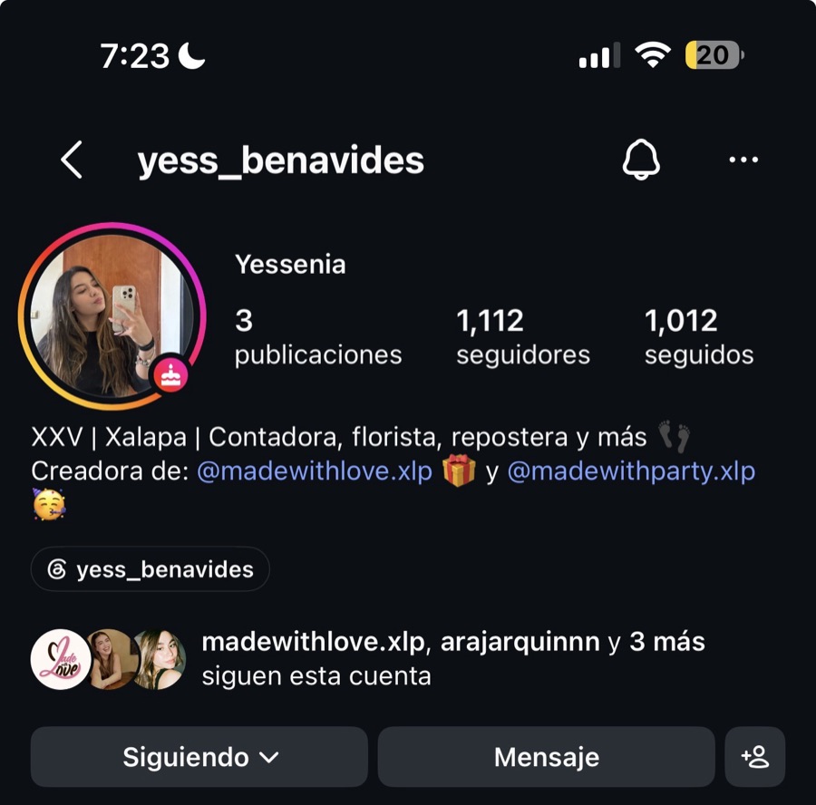 Perfil de Yess Benavides, creadora de Made With Love